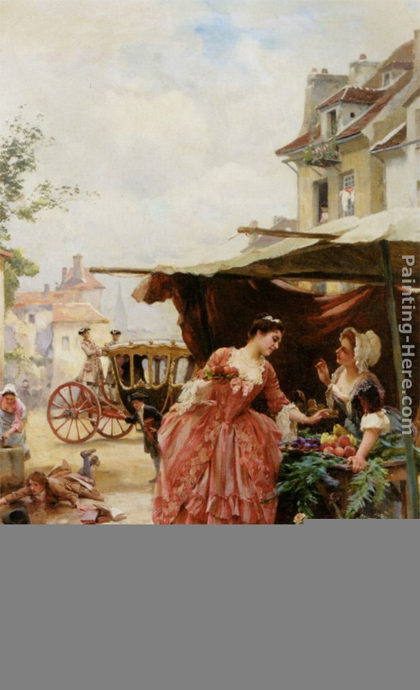 Louis Marie de Schryver Une Marchande De Fruits et de Fleurs
